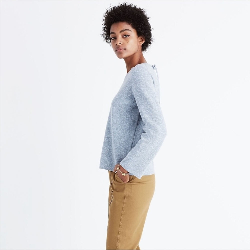 Madewell Laced-Back Pullover Sweater Light Blue XXS